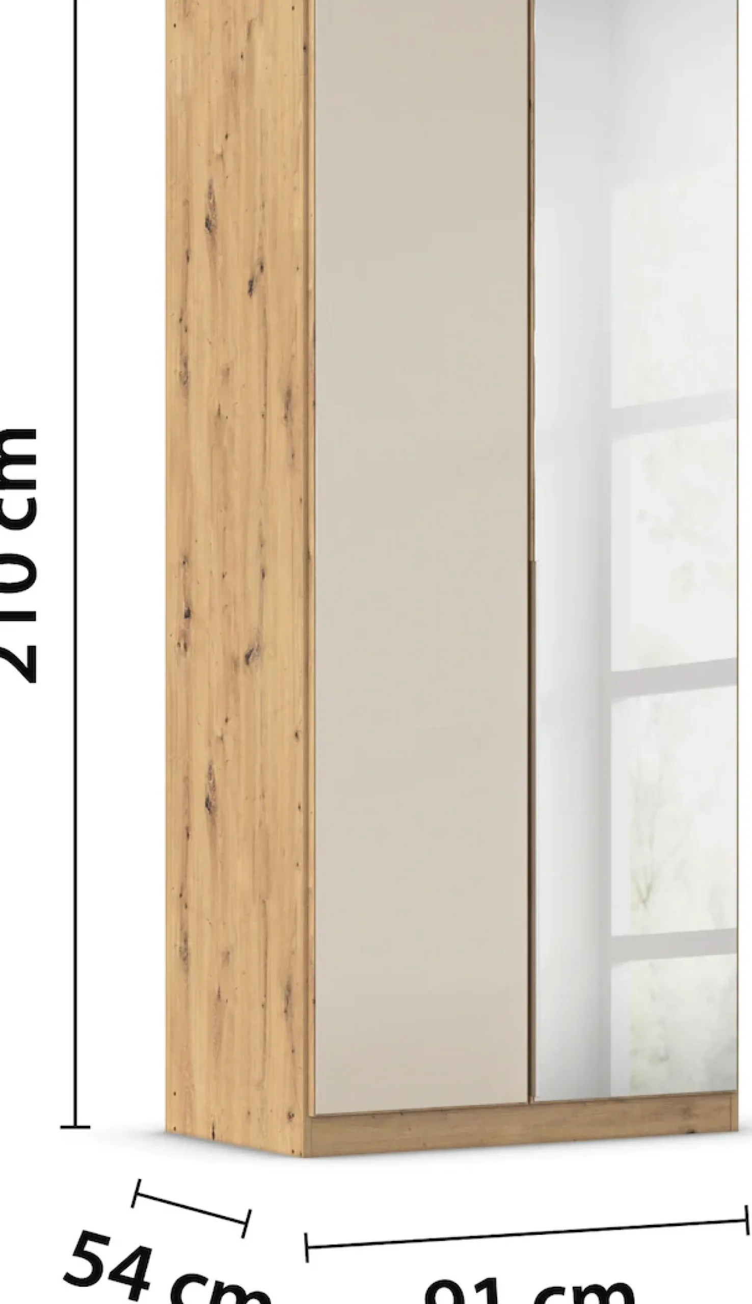 OTTO home Drehtürenschrank »Kleiderschrank Kleiderschränke Schrank Garderobe AGORDO mit Glasfront« in zwei Griff-Farben, Breiten 91-405 cm,durchdachte Innenausstattung, in 8 Breiten und 2 Höhen MADE IN GERMANY