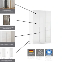 OTTO home Drehtürenschrank »Kleiderschrank Kleiderschränke Schrank Garderobe AGORDO mit Glasfront« in zwei Griff-Farben, Breiten 91-405 cm,durchdachte Innenausstattung, in 8 Breiten und 2 Höhen MADE IN GERMANY