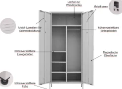 OTTO home Drehtürenschrank »Kleiderschrank Schrank Metallschrank Mehrzweckschrank Siena Spind« in 4 Farben aus Metall,in der Höhe verstellbar