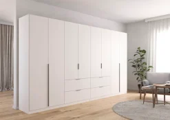 OTTO home Drehtürenschrank »Kleiderschrank Schrank Garderobe AGORDO mit Dekor- oder Hochglanzfront« in zwei Griff-Farben, Breite 360 cm,mit Außenschubkästen, Serie in 7 Breiten und 2 Höhen MADE IN GERMANY