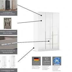 OTTO home Drehtürenschrank »Kleiderschrank Schrank Garderobe AGORDO mit Dekor- oder Hochglanzfront« in zwei Griff-Farben, Breite 360 cm,mit Außenschubkästen, Serie in 7 Breiten und 2 Höhen MADE IN GERMANY