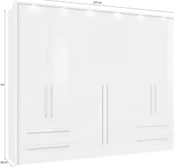 OTTO home Drehtürenschrank »Piano, inklusive Rahmen und Beleuchtung, soft-close-Funktion« 277 oder 322cm breit, 226cm hoch, mit 4 Schubladen,UV lackiert, hochglänzend weiß oder beige, FSC-zertifiziert