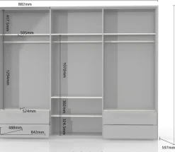OTTO home Drehtürenschrank »Piano, inklusive Rahmen und Beleuchtung, soft-close-Funktion« 277 oder 322cm breit, 226cm hoch, mit 4 Schubladen,UV lackiert, hochglänzend weiß oder beige, FSC-zertifiziert
