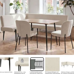 OTTO home Eckbank »Frida« Federkern, pflegeleichtem Velours oder Webstoff Bezug, Breite 210 cm