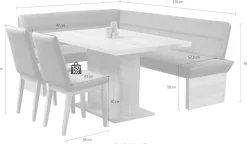 OTTO home Eckbankgruppe »Beluna + Cross Essecke Sitzgruppe Eckbank Küchenbank« Set, Eckbank, 2 Stühle und Tisch, 4 tlg. Sitzgruppe Esszimmer Stühle Tisch und Bank bequem gepolstert