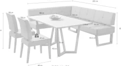 OTTO home Eckbankgruppe »Ponza Eckbank Küchenbank« Set, 4 Stk. tlg. Sitzgruppe Esszimmer Stühle Tisch und Bank bequem gepolstert