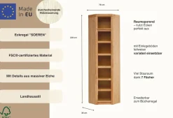 OTTO home Eckregal »Soeren mit Eiche-Elementen, Regal Höhe 220 cm, FSC®-zertifiziert« passend für Regale Soeren mit einer Tiefe von 29 cm