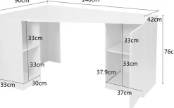 OTTO home Eckschreibtisch »AVRIL« Regalschreibtisch mit viel Stauraum, Push-to-Open, Breite: 140 cm