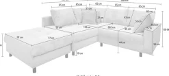 OTTO home Ecksofa »Antonia L-Form, B: 215 cm« Ecksofa, Rückenkissen, ottomane beidseitig montierbar, Bonnelfederkern