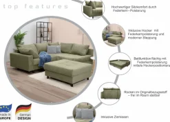 OTTO home Ecksofa »Antonia L-Form, B: 215 cm« Ecksofa, Rückenkissen, ottomane beidseitig montierbar, Bonnelfederkern