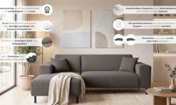 OTTO home Ecksofa »ARROS L-Form mit Wellenunterfederung, Maße B/T/H: 235/163/81 cm« incl. Zierkissen, mit Recamiere rechts/links bestellbar, auch in Cord