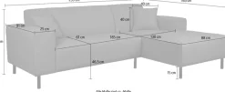 OTTO home Ecksofa »ARROS L-Form mit Wellenunterfederung, Maße B/T/H: 235/163/81 cm« incl. Zierkissen, mit Recamiere rechts/links bestellbar, auch in Cord