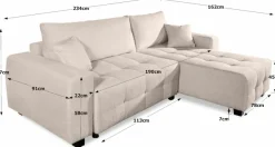 OTTO home Ecksofa »Bella Couch L-Form, B: 234 cm, Zierkissen inklusive« optional Schlaffunktion & Bettkasten, Wohnkomfort