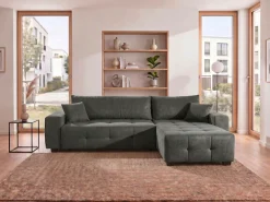OTTO home Ecksofa »Bella Couch L-Form, B: 234 cm, Zierkissen inklusive« optional Schlaffunktion & Bettkasten, Wohnkomfort