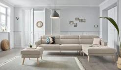 OTTO home Ecksofa »Bille L-Form« mit Naht im Rückenkissen und Beinen aus Eichenholz