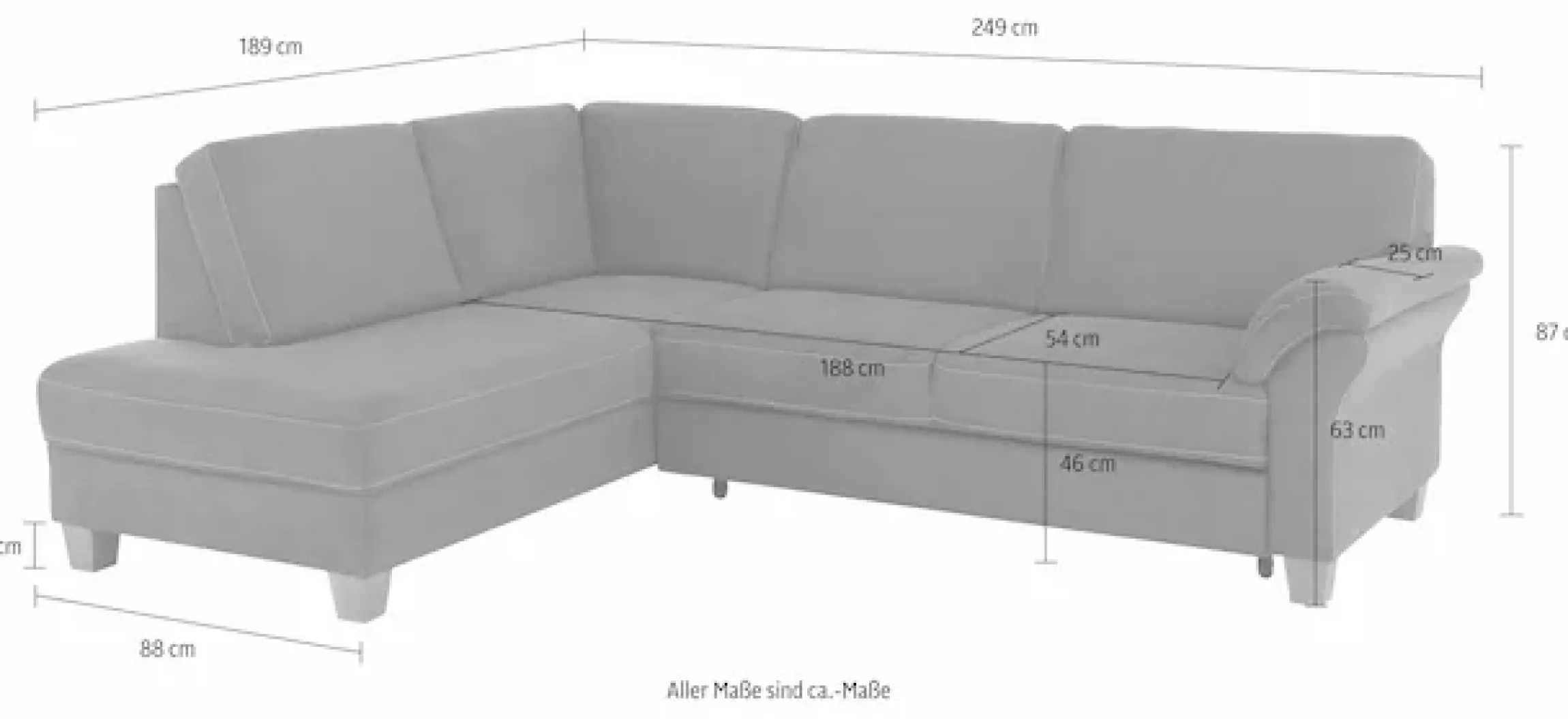 OTTO home Ecksofa »Borkum L-Form, B: 249 cm - OTTO. Verlässliche Qualität.« optional mit Schlaffunktion, Eckcouch mit Federkern