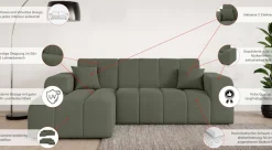 OTTO home Ecksofa »CASSY L-Form, Schlafsofa mit Bettkasten, Maße B/T/H: 245/165/88 cm« mit 2 Rückenkissen, Recamiere rechts oder links bestellbar