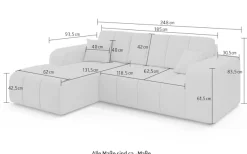 OTTO home Ecksofa »CASSY L-Form, Schlafsofa mit Bettkasten, Maße B/T/H: 245/165/88 cm« mit 2 Rückenkissen, Recamiere rechts oder links bestellbar