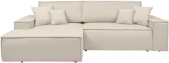 OTTO home Ecksofa »FINNLEY Struktur fein, L-Form 257 cm, Schlafsofa« mit Bettkasten, in Bouclé, Struktur fein und Mega Cord