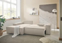 OTTO home Ecksofa »FINNLEY Struktur fein, L-Form 257 cm, Schlafsofa« mit Bettkasten, in Bouclé, Struktur fein und Mega Cord