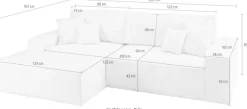 OTTO home Ecksofa »FINNLEY Struktur fein, L-Form 257 cm, Schlafsofa« mit Bettkasten, in Bouclé, Struktur fein und Mega Cord