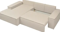 OTTO home Ecksofa »FINNLEY Struktur fein, L-Form 257 cm, Schlafsofa« mit Bettkasten, in Bouclé, Struktur fein und Mega Cord