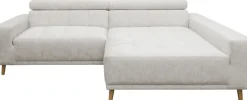 OTTO home Ecksofa »Greevy 248 x 172 cm mit Steppungen, für gängige Saugroboter geeignet« Kopfteile verstellbar, aus pflegeleichtem, weichem Luxus-Microfaser