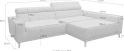 OTTO home Ecksofa »Greevy 248 x 172 cm mit Steppungen, für gängige Saugroboter geeignet« Kopfteile verstellbar, aus pflegeleichtem, weichem Luxus-Microfaser