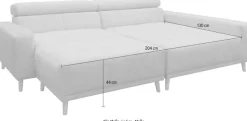 OTTO home Ecksofa »Greevy 248 x 172 cm mit Steppungen, für gängige Saugroboter geeignet« Kopfteile verstellbar, aus pflegeleichtem, weichem Luxus-Microfaser