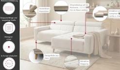 OTTO home Ecksofa »Greevy 248 x 172 cm mit Steppungen, für gängige Saugroboter geeignet« Kopfteile verstellbar, aus pflegeleichtem, weichem Luxus-Microfaser