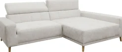 OTTO home Ecksofa »Greevy 248 x 172 cm mit Steppungen, für gängige Saugroboter geeignet« Kopfteile verstellbar, aus pflegeleichtem, weichem Luxus-Microfaser