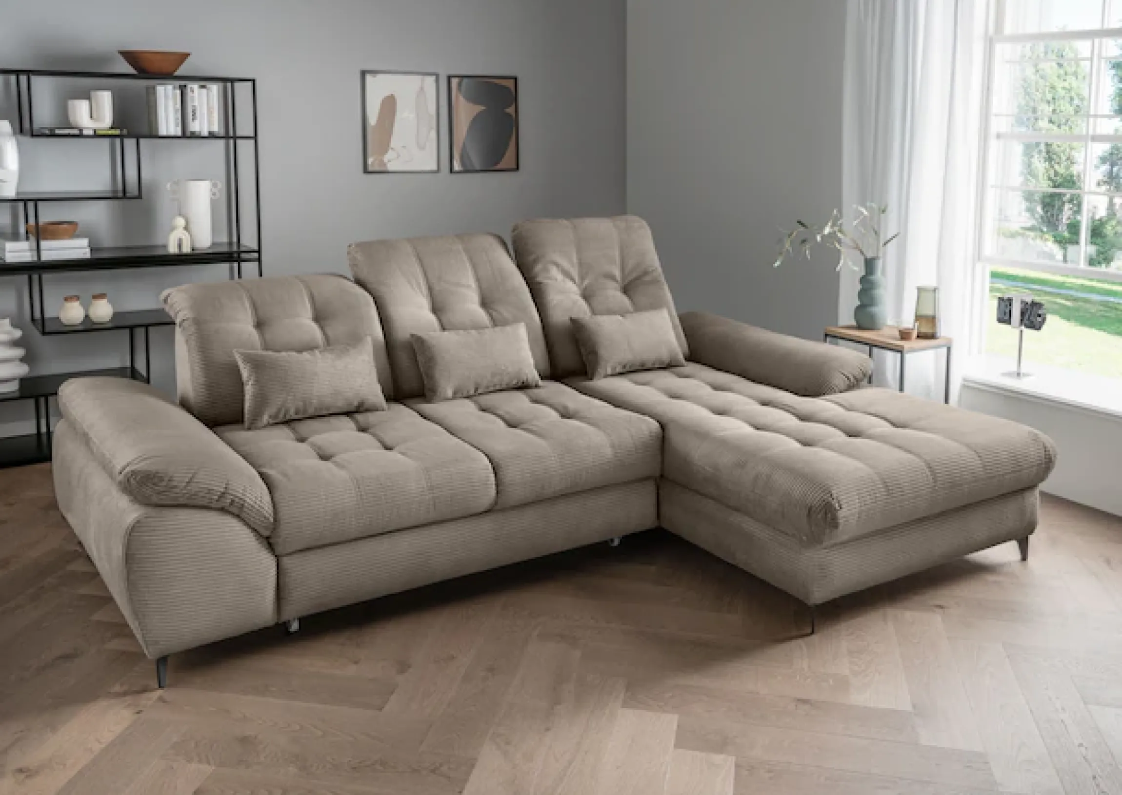 OTTO home Ecksofa »Lazio multifunktion, bequem, tolle Detailverarbeitung, Breite 273cm« L-Form, Bettkasten, Schlaffunktion, Sitztiefenverstellung