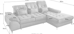 OTTO home Ecksofa »Lazio multifunktion, bequem, tolle Detailverarbeitung, Breite 273cm« L-Form, Bettkasten, Schlaffunktion, Sitztiefenverstellung