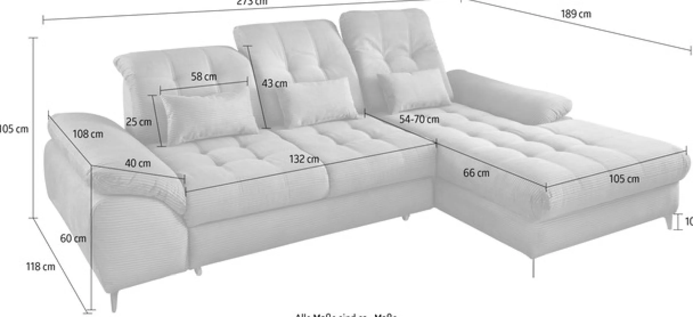 OTTO home Ecksofa »Lazio multifunktion, bequem, tolle Detailverarbeitung, Breite 273cm« L-Form, Bettkasten, Schlaffunktion, Sitztiefenverstellung