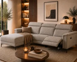 OTTO home Ecksofa »LUND, Struktur-Bezug, L-Form, 261cm, man. /elektr. Relaxfunktion« auch mit USB A/C-Anschluss sowie Kopfteilverstellung