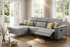 OTTO home Ecksofa »LUND, Struktur-Bezug, L-Form, 261cm, man. /elektr. Relaxfunktion« auch mit USB A/C-Anschluss sowie Kopfteilverstellung