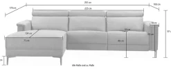 OTTO home Ecksofa »LUND, Struktur-Bezug, L-Form, 261cm, man. /elektr. Relaxfunktion« auch mit USB A/C-Anschluss sowie Kopfteilverstellung