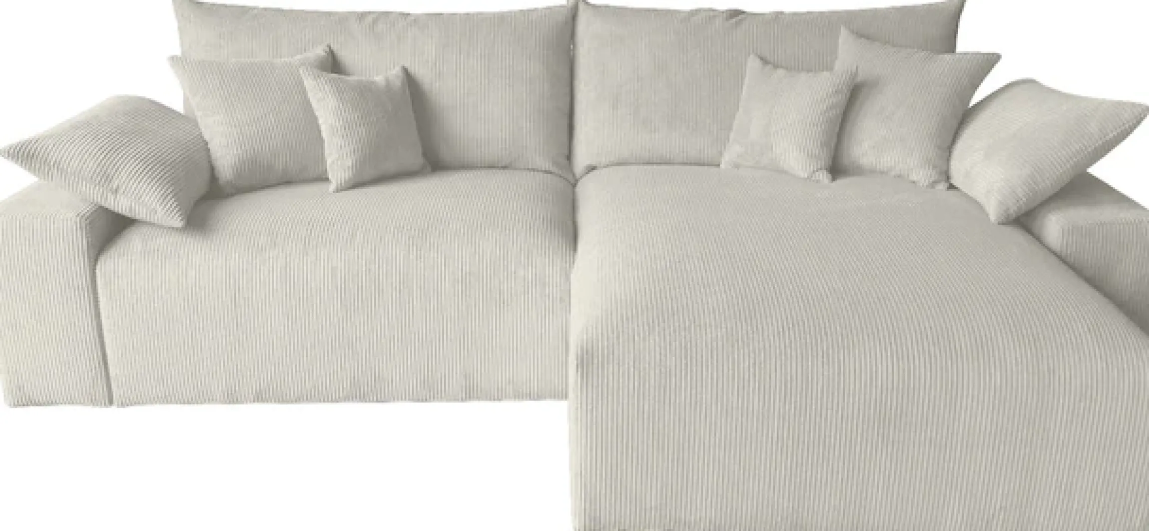 OTTO home Ecksofa Mega-Sofa wahlweise in Cord oder Bouclé, mit Federkern & 6 Zierkissen