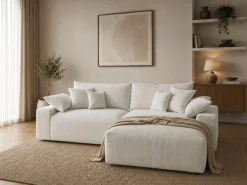 OTTO home Ecksofa Mega-Sofa wahlweise in Cord oder Bouclé, mit Federkern & 6 Zierkissen