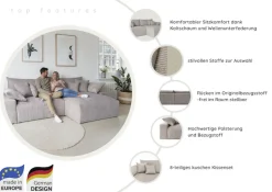 OTTO home Ecksofa Mega-Sofa wahlweise in Cord oder Bouclé, mit Federkern & 6 Zierkissen