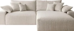 OTTO home Ecksofa Mega-Sofa wahlweise in Cord oder Bouclé, mit Federkern & 6 Zierkissen