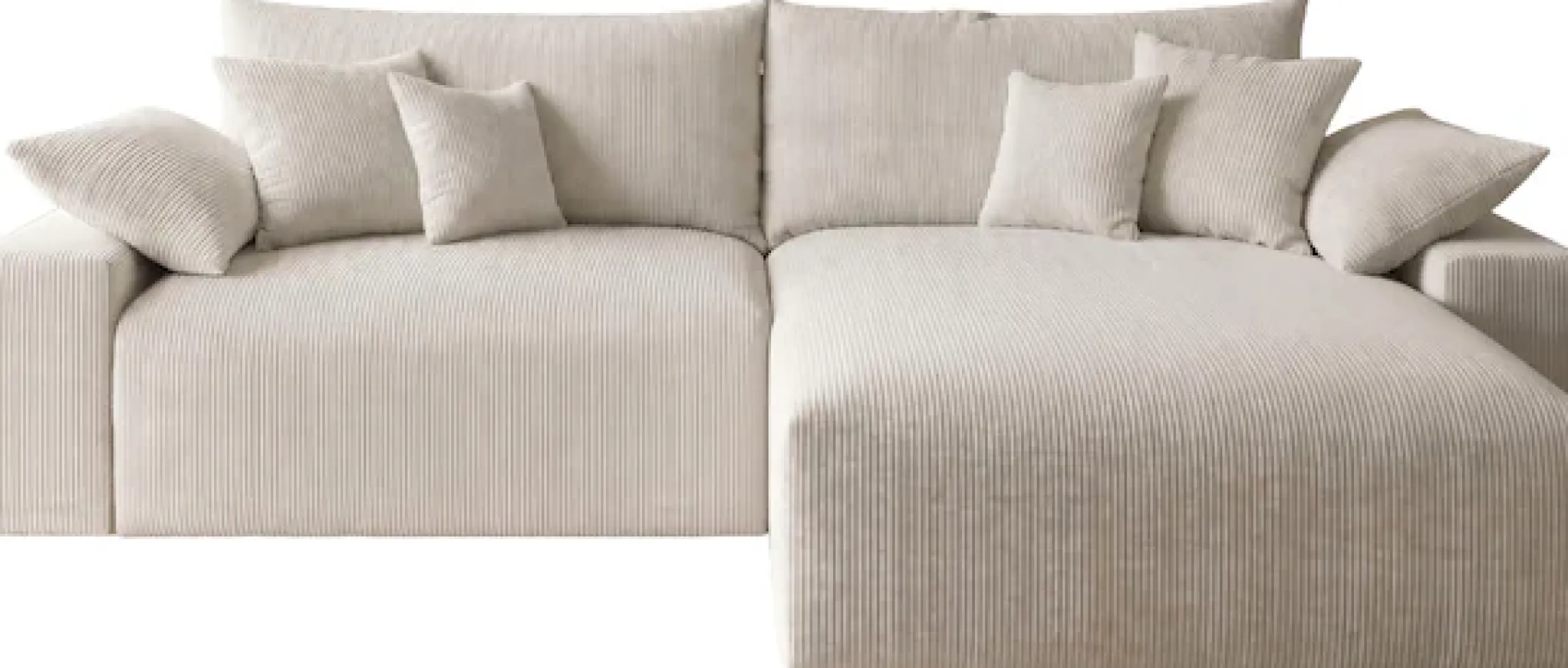 OTTO home Ecksofa Mega-Sofa wahlweise in Cord oder Bouclé, mit Federkern & 6 Zierkissen