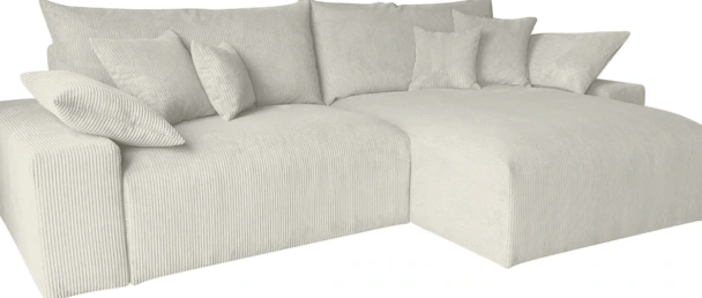 OTTO home Ecksofa Mega-Sofa wahlweise in Cord oder Bouclé, mit Federkern & 6 Zierkissen