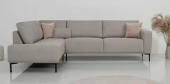 OTTO home Ecksofa »Melby« Breite 275 cm, in einem weichen Struktur Stoff, lose Rückenkissen