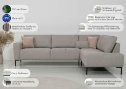 OTTO home Ecksofa »Melby« Breite 275 cm, in einem weichen Struktur Stoff, lose Rückenkissen