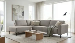 OTTO home Ecksofa »Melby« Breite 275 cm, in einem weichen Struktur Stoff, lose Rückenkissen
