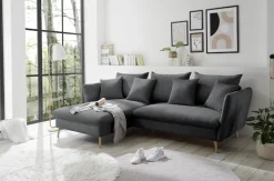 OTTO home Ecksofa »MERLE, 258 cm, L-Form, traumhafter Cord,« mit Bettfunktion und Bettkasten, Liegefläche 224 x 139