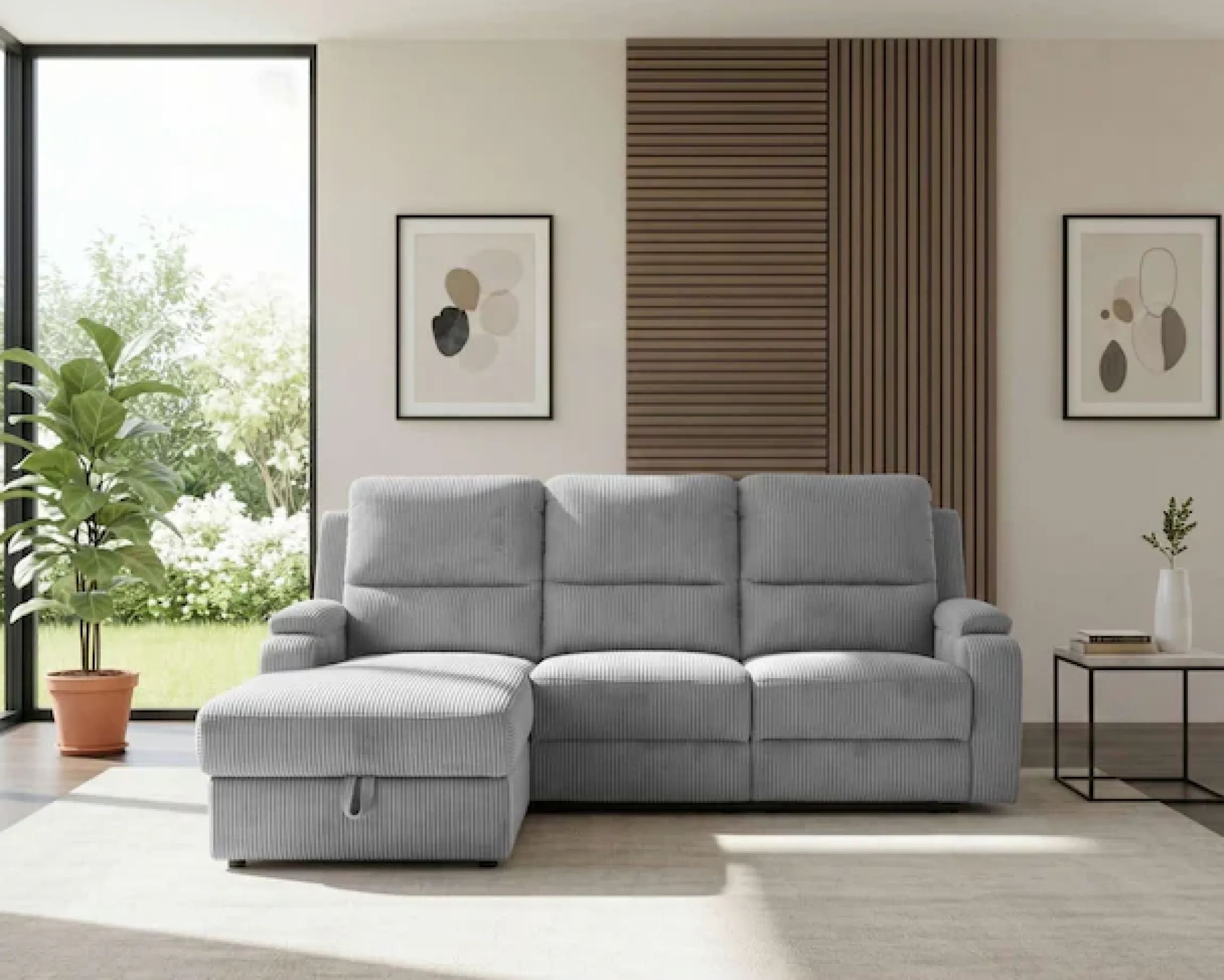 OTTO home Ecksofa »NAPORI Cord, Multimediasofa, L-Form« man. oder elektr. Relaxfuntion, USB-A bei elektr. Variante, Staukasten