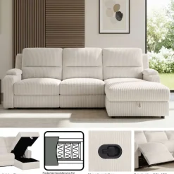 OTTO home Ecksofa »NAPORI Kunstleder, Multimediasofa, L-Form« man. oder elektr. Relaxfuntion, USB-A bei elektr. Variante, Staukasten