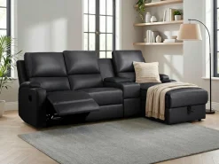 OTTO home Ecksofa »NAPORI Lederoptik, Multimediasofa, 3er Kinosessel XXL, L-Form« Kinosofa, manuelle o. elektr. Relaxfunktion, Staufach, Getränkehalter